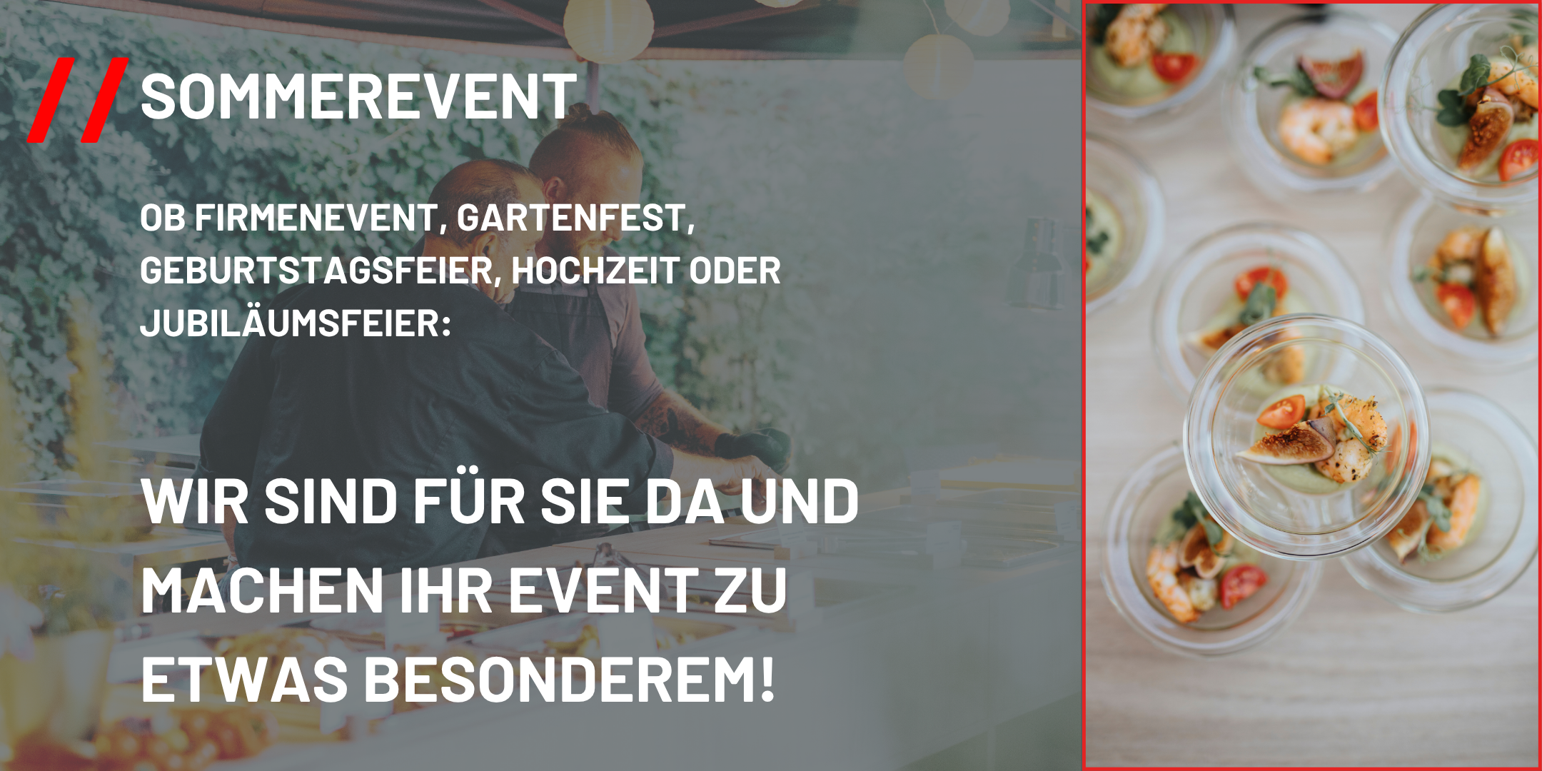 Buchen Sie better taste, Caterer in Ludwigsburg, für Ihr Sommerevent. Egal ob Firmenevent, Gartenfest, Geburtstagsfeier, Hochzeit oder Jubiläumsfeier, wir haben für alles eine maßgeschneiderte Lösung.