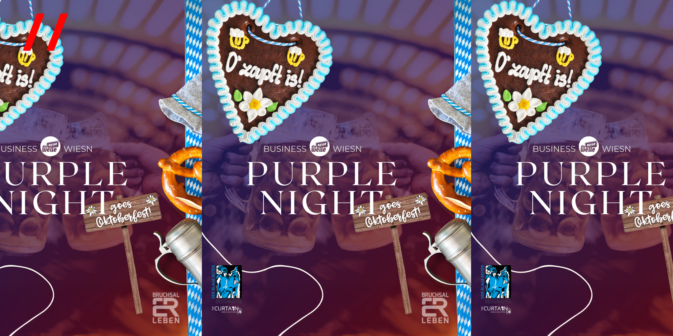 Erlebe das mit Abstand beste After Work Event, das die Region in diesem Jahr zu bieten hat! Unsere neue Veranstaltungsreihe PURPLE NIGHT bietet in einzigartigen und besonderen Locations Platz zum Socializen und Feiern in exklusivem Ambiente. Networking war noch nie so einzigartig! Erlesenes Fingerfood, feine Beats von den neue welle DJs, exklusive Cocktails von der Curtain Bar und spannende Insights aus der Unternehmenswelt, das alles ist die PURPLE NIGHT. Wir freuen uns, mit dir gemeinsam in eine neue Ära des Business-After Work zu starten. Nie war die Vernetzung von Entscheidern wichtiger als heute. Lasst uns dabei Spaß haben!