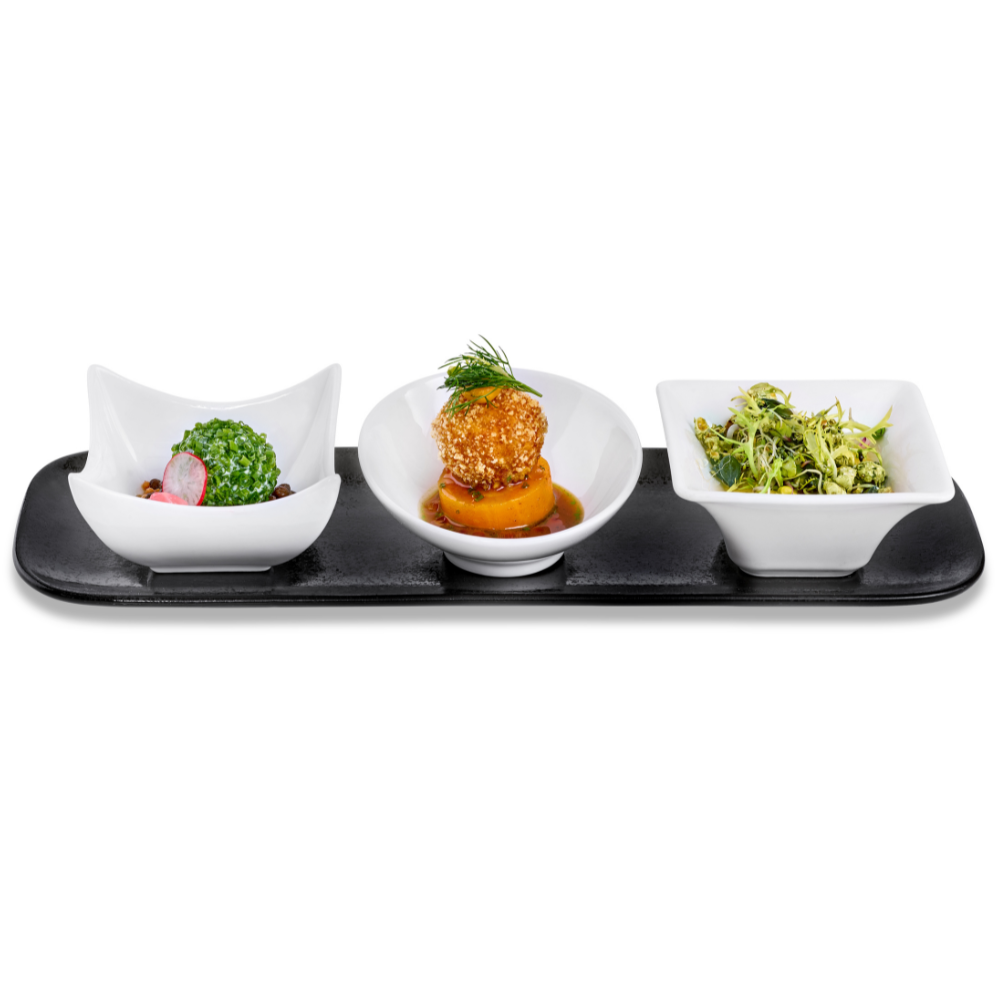 Ziegenfrischkäse | Berglinsen | Radiesle Schwäbische Saure Rädle „Panna Cotta“ vom Kürbis | Ingwergelee & Popcorn